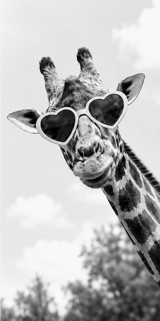 Giraffe in heart-shaped sunglasses