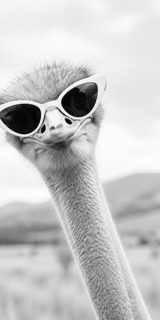Ostrich in cat-eye sunglasses